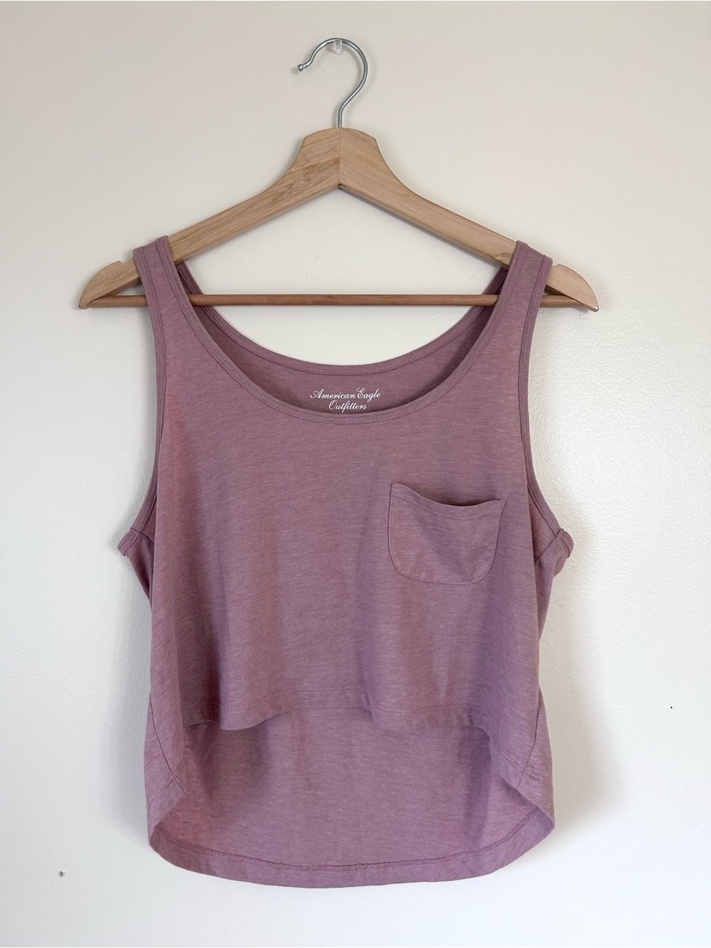 American Eagle Outfitters Cropped Mauve Sleeveless High Low Tank Top | Small